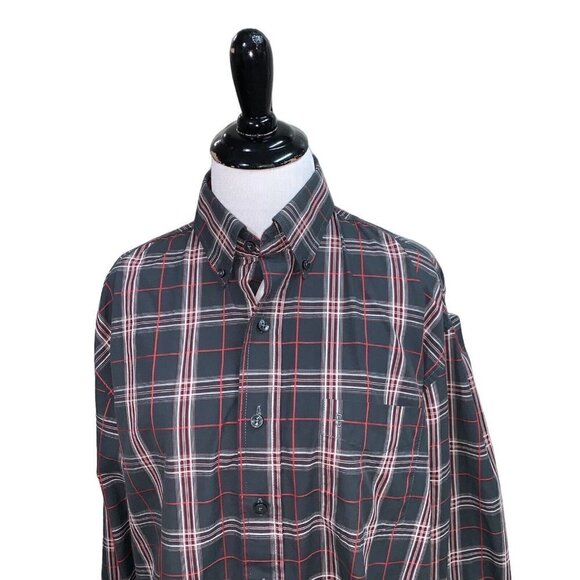 Stetson Men's Button Down Shirt M Medium Plaid Pattern Western Cowboy Gray - Picture 2 of 6